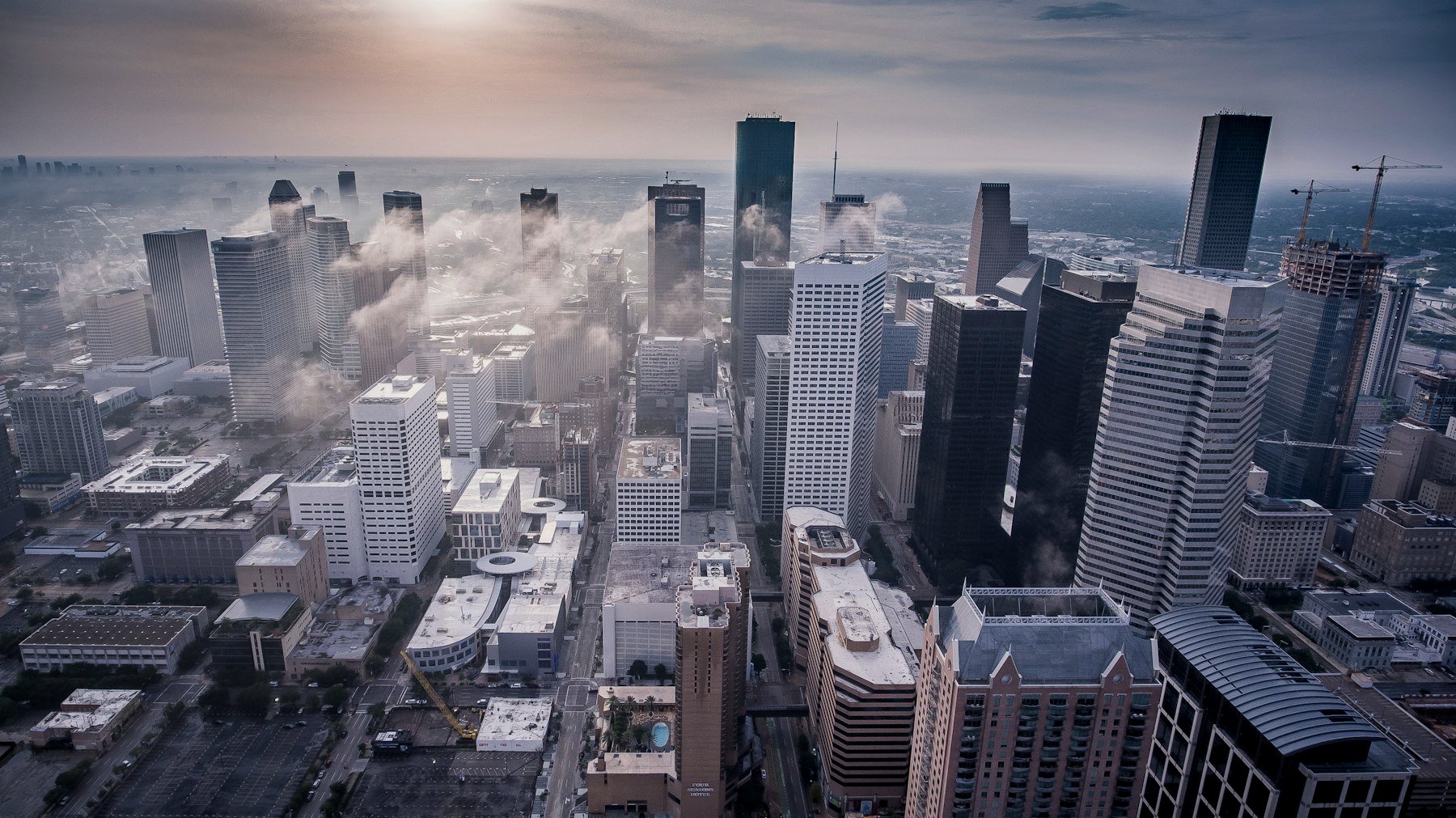 Downtown Houston high-rises seen from above